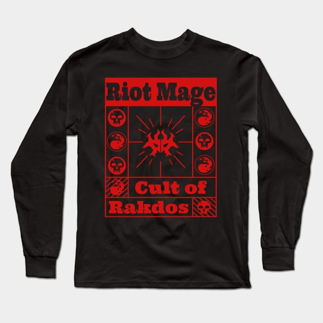 Cult of Rakdos | Riot Mage | MTG Guild Red on Black Design Long Sleeve T-Shirt by ChristophZombie